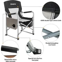 Складаний стілець KingCamp Director Chair Black/Medium Grey [2248.65.52] [146481] - мініатюра 10