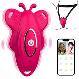 Силиконовый Smart вибратор-трусики LoveSpouse Panties бесшумный с ремешками 9 режимов Розовый