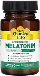 Мелатонін Country Life Melatonin 1 mg, 60 таблеток для якісного сну