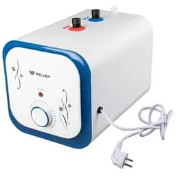 Водонагреватель Willer PU10RF Cubus, белый/синий, 1500W, 10л, мокрый ТЭН, горизонтальный, механическое управление, под мойкой,