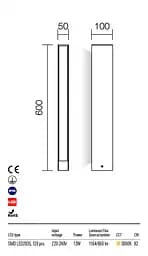 Стовпчик TWIN ST60 LED SMD 12W IP65 DG 3000K (4.1.2) Redo 9461 - мініатюра 3