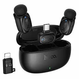 Петличный беспроводной микрофон Hoco L19 Graceful dual-mic 2in1 (Lightning/Type-C) Black