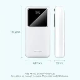 Зовнішній акумулятор Vention 20000mAh Power Bank (Micro-USB + USB-C + USB-A + USB-A) 22.5W з дисплеєм білий FHLW0 - мініатюра 2