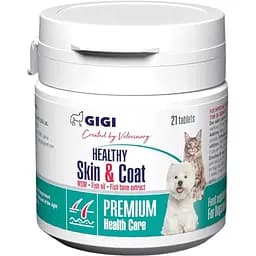 Витаминно-минеральная добавка Gigi Healthy Skin & Coat для профилактики хронических дерматитов и улучшения состояния кожи и шерсти 21 таблетка (GIG43055)