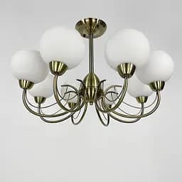 Люстра в бронзовом корпусе на 8 белых плафонов Ст. 91063/8 AB+WT | Line F
