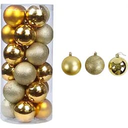 Набір новорічних іграшок 24 іграшки на ялинку золотого кольору (161629)