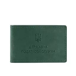 Шкіряна обкладинка на посвідчення Державної податкової служби зелена Crazy Horse - мініатюра 6