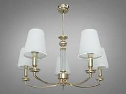 Ультрасучасна люстра з тканинними абажурами на 5 ламп Е14, золото