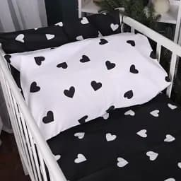 Простирадло MirSon Kids Time 17-0669 Black and White Love 70х140 см на резинці бязь висота 10 см (2200010180442)