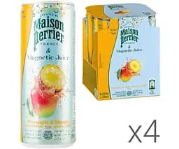 Perrier juice, Упаковка 4 шт. х 0,25 л, Пер'є, Напій соковмісний Ананас і Манго, ж/б