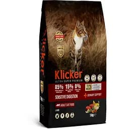 Сухой корм для взрослых кошек Klicker для чувствительного пищеварения с ягненком 1 кг