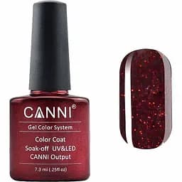 Гель-лак Canni Color Coat Soak-off UV&LED 209 вишневий з дрібнимичервоними блискітками і мікроблиском ефект 3D 7.3 мл