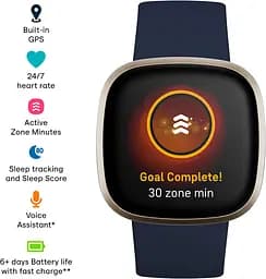 Смарт-годинник Fitbit Versa 3 Midnight/Soft Gold Aluminum - мініатюра 2
