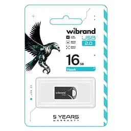 USB флеш накопичувач Wibrand 16GB Hawk Black USB 2.0 (WI2.0/HA16M1B) - мініатюра 2