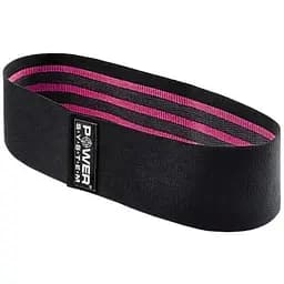 Тканинна гумка для фітнесу та спорту Power System PS-4091 Booty Band LVL 1 Black/Pink (d_64 см. 18-23 кг) (4091PI-0)