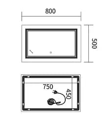 Дзеркало Mixxus Premium QUADRO MR20-50x80-REVERSE (LED Touch, Anti-fog) (MP6620) - мініатюра 5