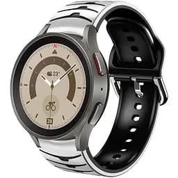 Браслет Scales для Samsung Galaxy Watch 5 - бело-черный ширина крепления 20мм силикон Watchbands (W18-4WB12317561)