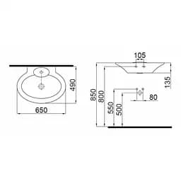 Раковина Idevit Rena 65x49 2901-0505, Білий - мініатюра 2