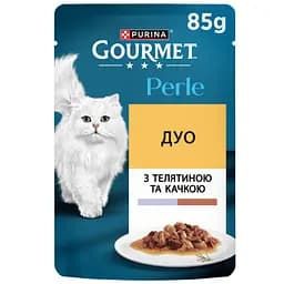 Влажный корм для кошек Gourmet Perle Duo мини филе с телятиной и уткой в ​​соусе 85 г