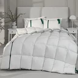 Ковдра пухова MirSon Imperial Style, демісезонна, 220х200 см, біла із зеленим кантом