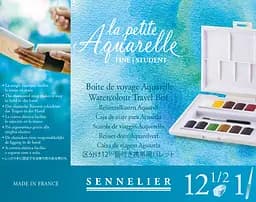 Набір акварельних фарб Sennelier La Petite, 12 кольорів, кювета, пластиковий пенал + пензль - мініатюра 2