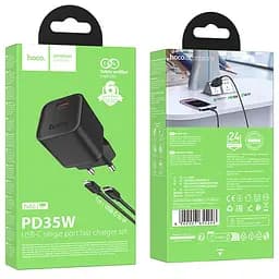МЗП Hoco N66 Ingenious PD35W (1USB-C) + кабель Type-C to Lightning Black - мініатюра 2
