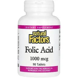 Витамины и минералы Natural Factors Folic Acid 1000 mcg, 90 таблеток
