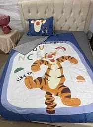 Комплект постельного белья с летним одеялом Laura Grand 100% котон - полуторный набор с наволочкой тигер