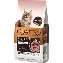 Сухий беззерновий корм Quattro Cat Sterilized Chicken для стерилізованих котів з куркою  1.5 кг