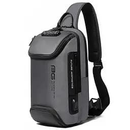 Однолямковий рюкзак через плече Bange BG-7082 9л Сумка-слінг із USB-роз'ємом та замком Gray (19379)