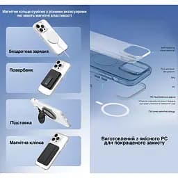 Чохол Vokamo для iPhone 15 захисний з магнітним кільцем прозорий глянсовий - мініатюра 6