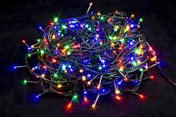 Гирлянда светодиодная нить на елку Цветная 28 метров 400 лампочек Laplandia интерьерная от сети черный провод (m.01.5В.400-)