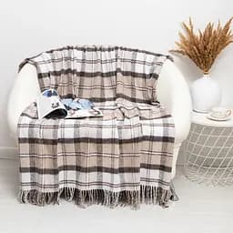 Плед вовняний Vladi Палермо 140x200 біло-бежево-коричневий 4 (1161)