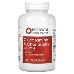 Препарат для суглобів і зв'язок Protocol for Life Balance Glucosamine & Chondroitin with MSM 180 капсул