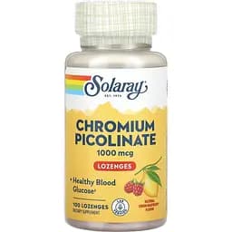Піколінат хрому Solaray Chromium Picolinate Lemon-Raspberry 1000 мкг 100 пастилок