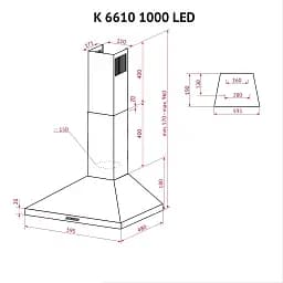 Витяжка купольна Perfelli K 6610 WH 1000 LED - мініатюра 11