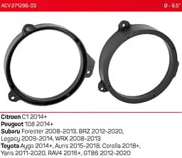 Проставки під динаміки 165 мм / 6.5" ACV 271296-03 для автомобілів Citroen, Peugeot, Toyota, Subaru - мініатюра 5