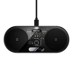 Бездротовий ЗП Baseus Digital LED Display 2in1 Wireless Charger 20W чорний WXSX010101 - мініатюра 5