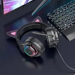 Навушники Hoco W107 Cute cat luminous cat ear gaming headphones - мініатюра 2