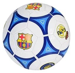 Мяч футбольный EV-3164 белый с синим с зарубежными клубами 5 размер, ПВХ 2 слоя, 32 панели, игровой мяч