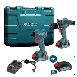 Konner & Sohnen Set of two cordless tools KS IDISD 20V SET 2 PLUS 20V impact screwdriver-drill, impact screwdriver KS ISD20V-260-4, ZP 2A battery 2x2A·h case 6kg