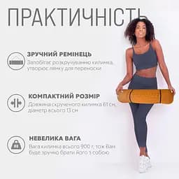 Килимок для йоги та фітнесу TPE+TC 6 мм двошаровий помаранчевий-чорний EasyFit fit0025067 - мініатюра 2