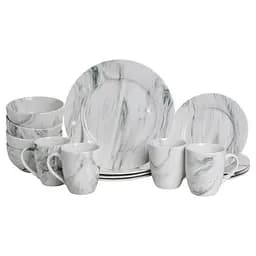 Столовий набір посуду тарілок і чашок 16 предметів на 4 персони Marmor порцеляновий, обідній столовий сервіз тарілок Yiwu MD-16-2G