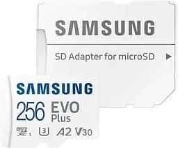 Samsung Мапа пам'яті Samsung microSD 256GB C10 UHS-I R130MB/s Evo Plus + SD