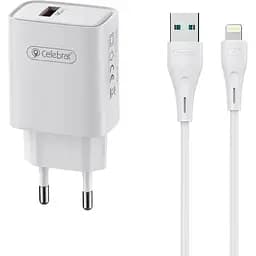 Зарядное устройство Celebrat C-H13 1USB 18W wall charger + Lightning cable White