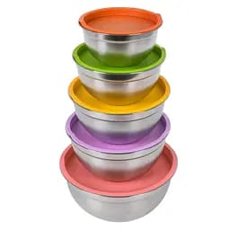 Набір металевих мисок з кришками 5 штук