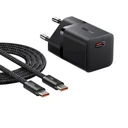 Сетевое зарядное устройство с кабелем Baseus GaN5 Fast Charger (mini) 1C 25W EU Cluster черный (with: Fast Charging Data Cable