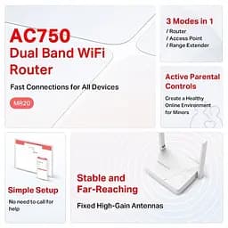 Маршрутизатор MR20 AC750, 2xFE LAN, 1xFE WAN Mercusys teh0017245 - мініатюра 7