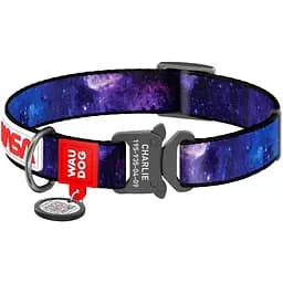 Нашийник для собак Waudog Nylon NASA21, з QR паспортом, металева пряжка-фастекс, XL, 35-58х2,5 см