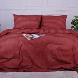 Простирадло MirSon Ranforce Elite Stripe Red на резинці 70х140 см червоне (2200010365603) - мініатюра 2